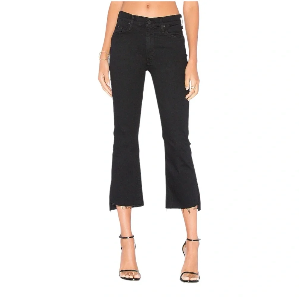Mother Insider Crop Step Fray High Rise Asymmetrical Raw Hem Jeans in Not Guilty - Picture 2 of 10